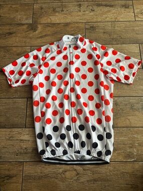 Unisex Polka Dot SS Cycling Jersey WhiteRed Black Dots Small S Men’s Women’s
